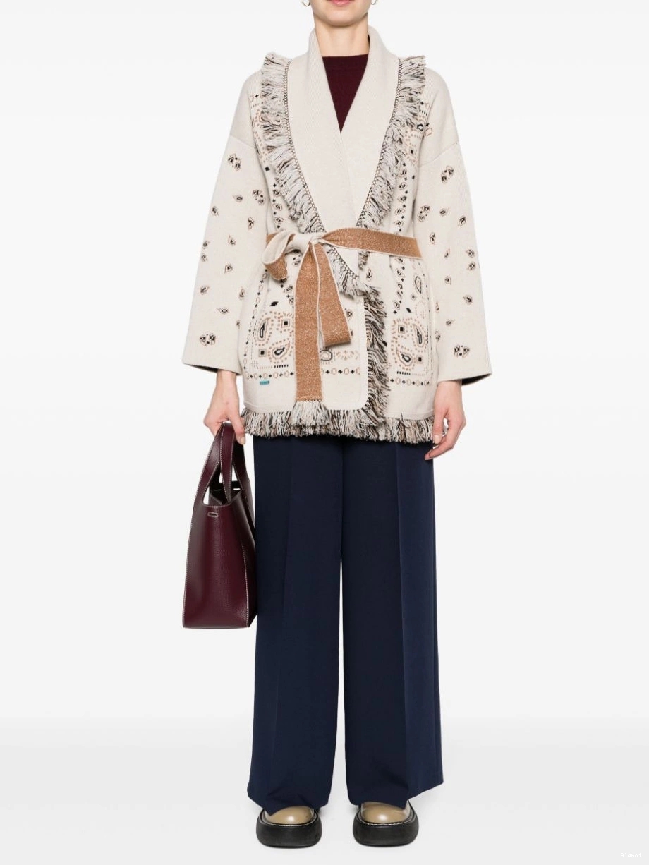 Cheap frayed cardigan Alanui Women paisley-jacquard 0728
